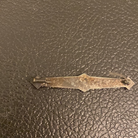 Antique Art Deco Bar Brooch 1920s Rhinestone Filigree Silver pin geometric shape - Picture 5 of 11